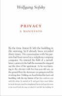 Cover image of book Privacy: A Manifesto by Wolfgang Sofsky